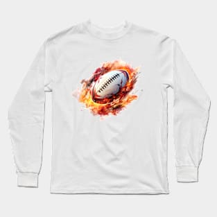 Flamming Rugby Ball Long Sleeve T-Shirt